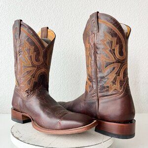Rod Patrick Mens Cowboy Boots Cognac Leather Western Square Toe Size 15 AAAA